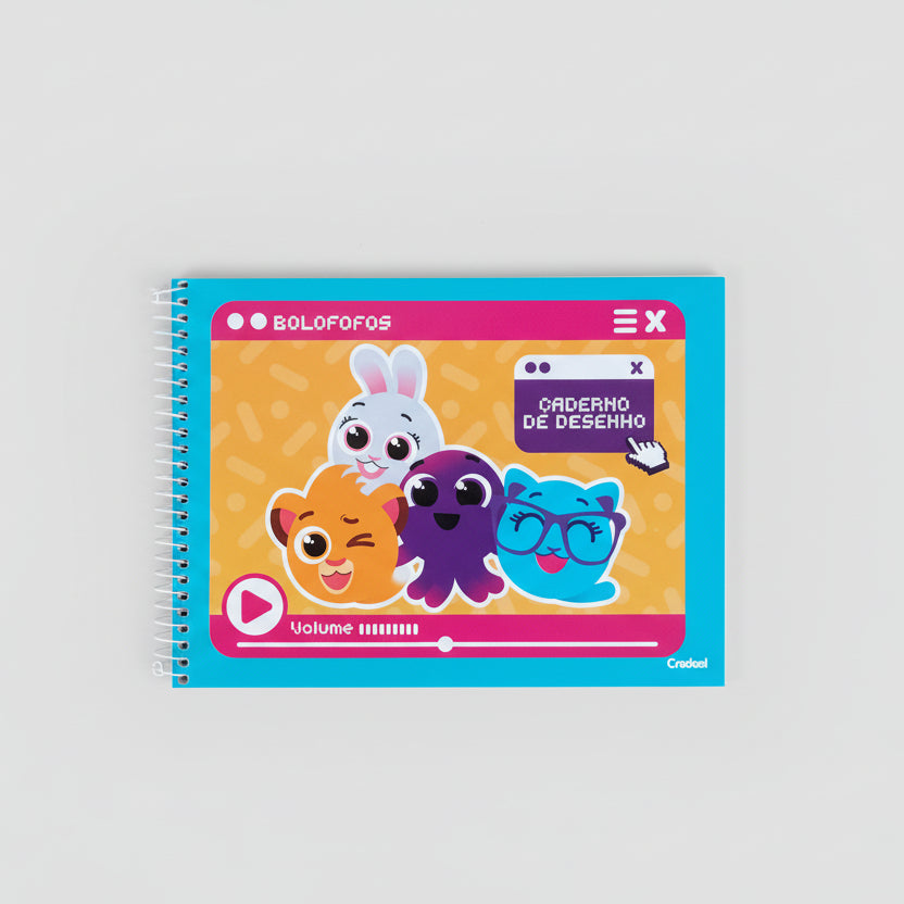 Caderno de Desenho Bolofofos Credeal – Capa Dura, 80 Folhas, Sem Pauta, 275 x 200 mm