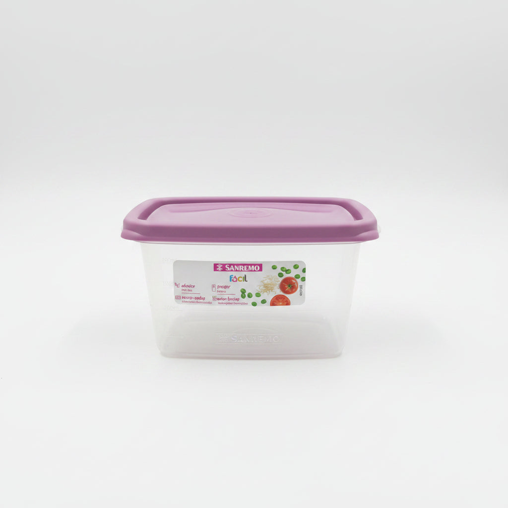 Pote Retangular Plástico Sanremo Linha Fácil 580ml — Hermético, Sem BPA, Micro-ondas e Freezer