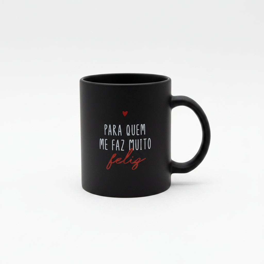 Caneca de Vidro Diamond 300ml Brasfoot – “Você Me Faz Muito Feliz”