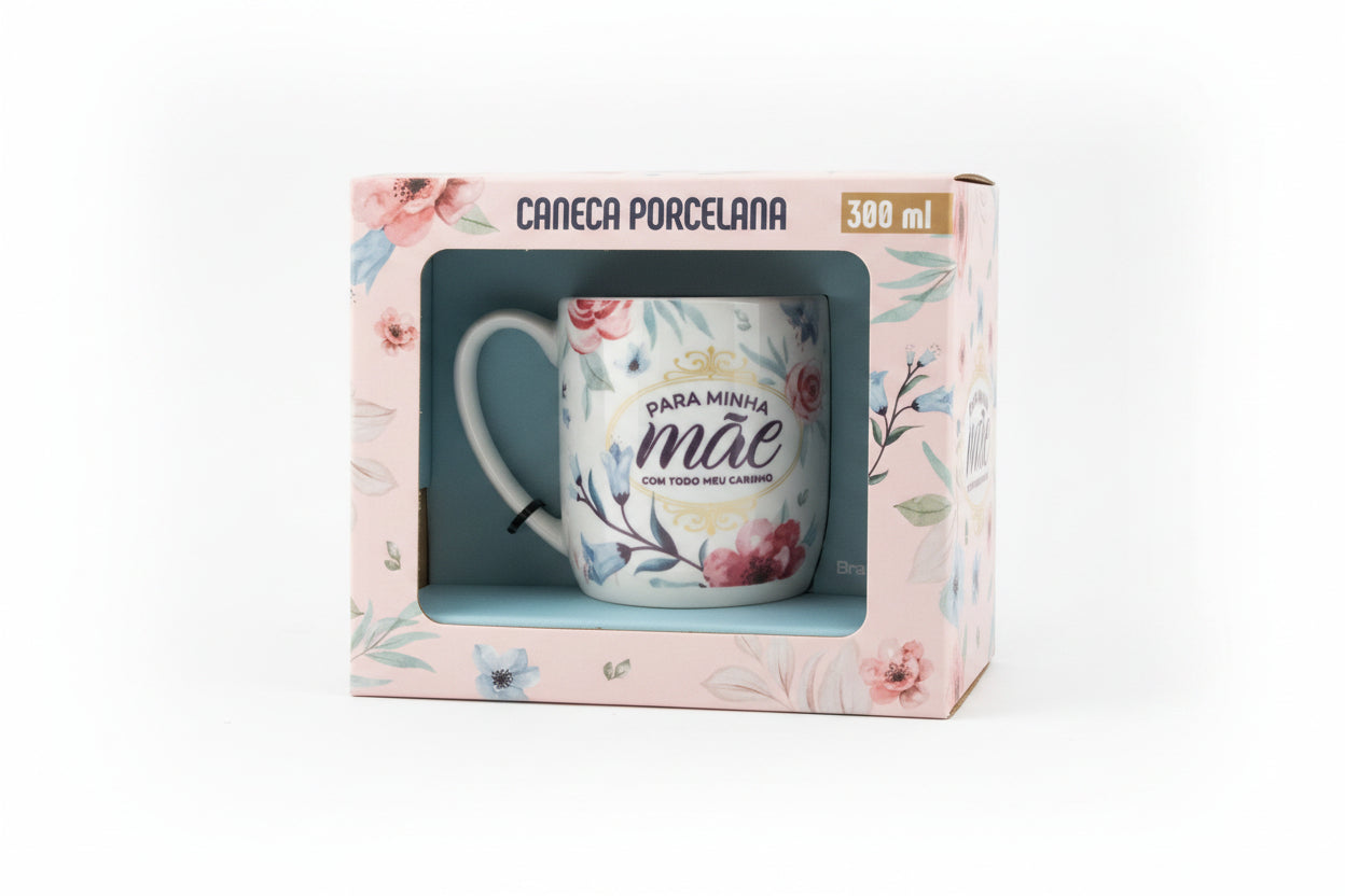 Caneca de Porcelana Urban 300ml Para Minha Mãe com Todo meu Carinho | Brasfoot