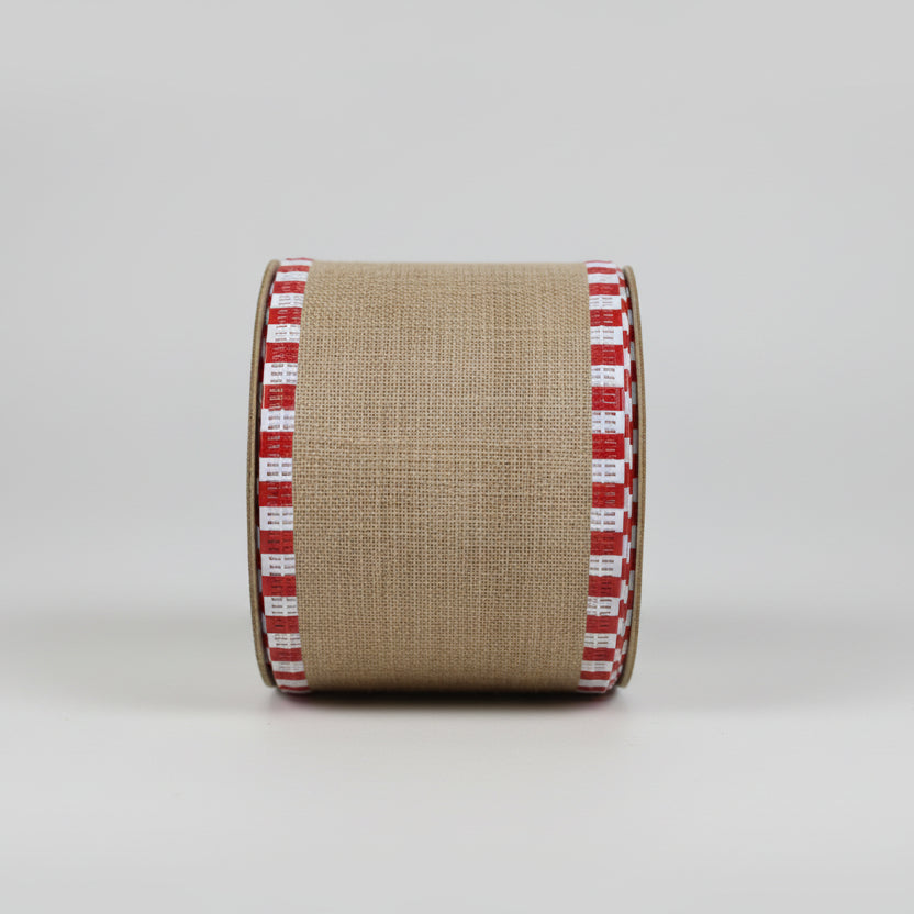 Fita Aramada Linho com Costura Vermelho e Branco 6,3cm x 9,14m – Florarte