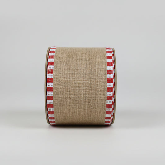 Fita Aramada Linho com Costura Vermelho e Branco 6,3cm x 9,14m – Florarte