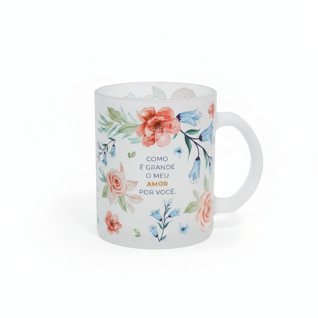 Caneca de Vidro Diamond 300ml Brasfoot – Para Minha Mãe com Carinho | Presente Dia das Mães