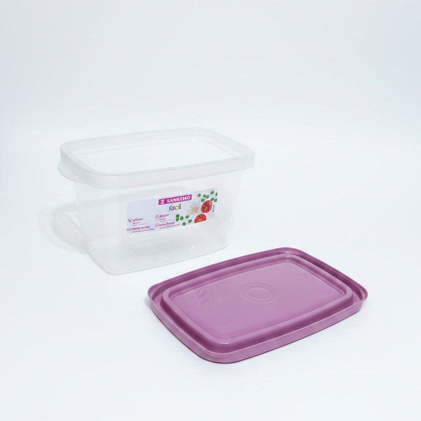 Pote Retangular Plástico Sanremo Linha Fácil 580ml — Hermético, Sem BPA, Micro-ondas e Freezer