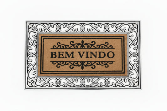 Capacho Bem-Vindo Imperial Prata 45×75 cm — Fibra de Coco Natural | Niazitex