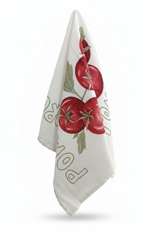 Pano de Copa Felpudo Döhler Prata Tomate 45x65cm 100% Algodão Alta Absorção 240 g/m² | Estampas Sortidas