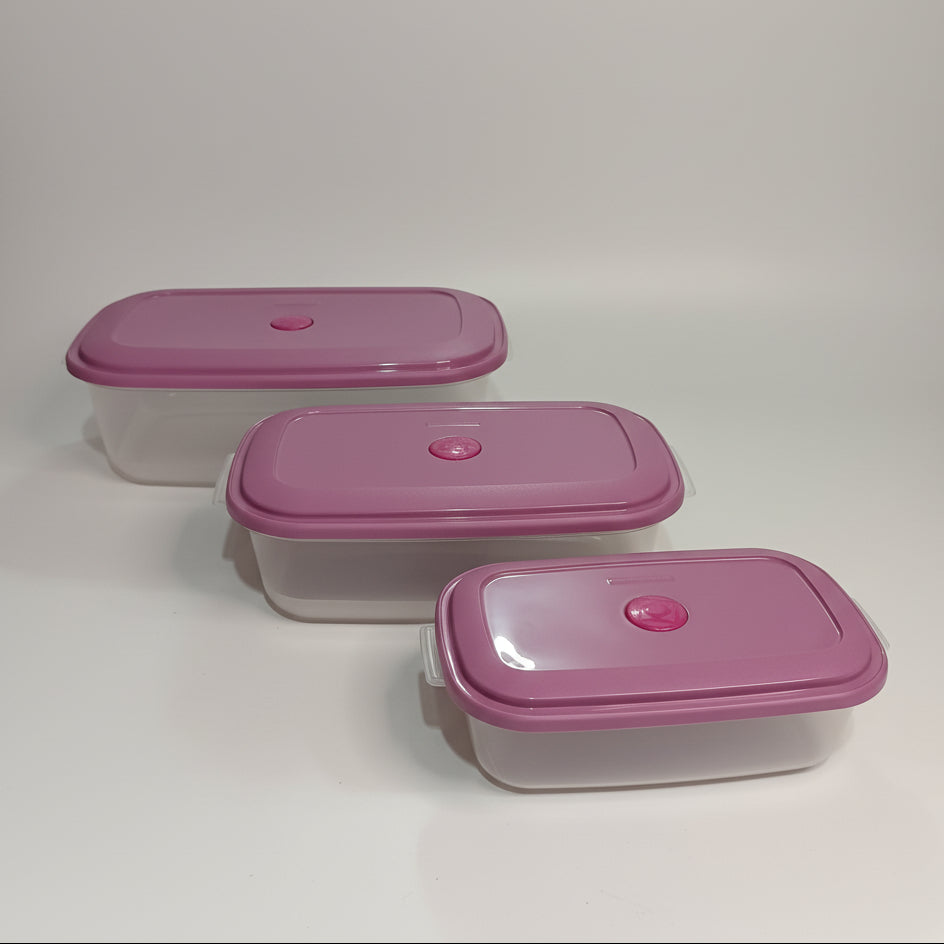 Conjunto 3 Potes Retangulares Sanremo Vac Freezer — 1,1 L / 2,34 L / 4,5 L | Hermético, BPA-Free, Micro-ondas/Freezer/Lava-louças