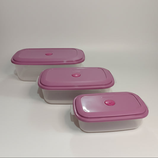 Conjunto 3 Potes Retangulares Sanremo Vac Freezer — 1,1 L / 2,34 L / 4,5 L | Hermético, BPA-Free, Micro-ondas/Freezer/Lava-louças