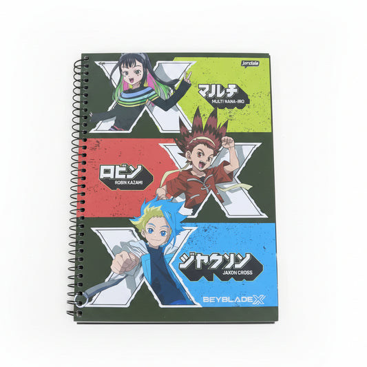 Caderno Beyblade X Universitário Espiral Jandaia Capa Dura 1 Matéria 80 Folhas 27,5x20 cm