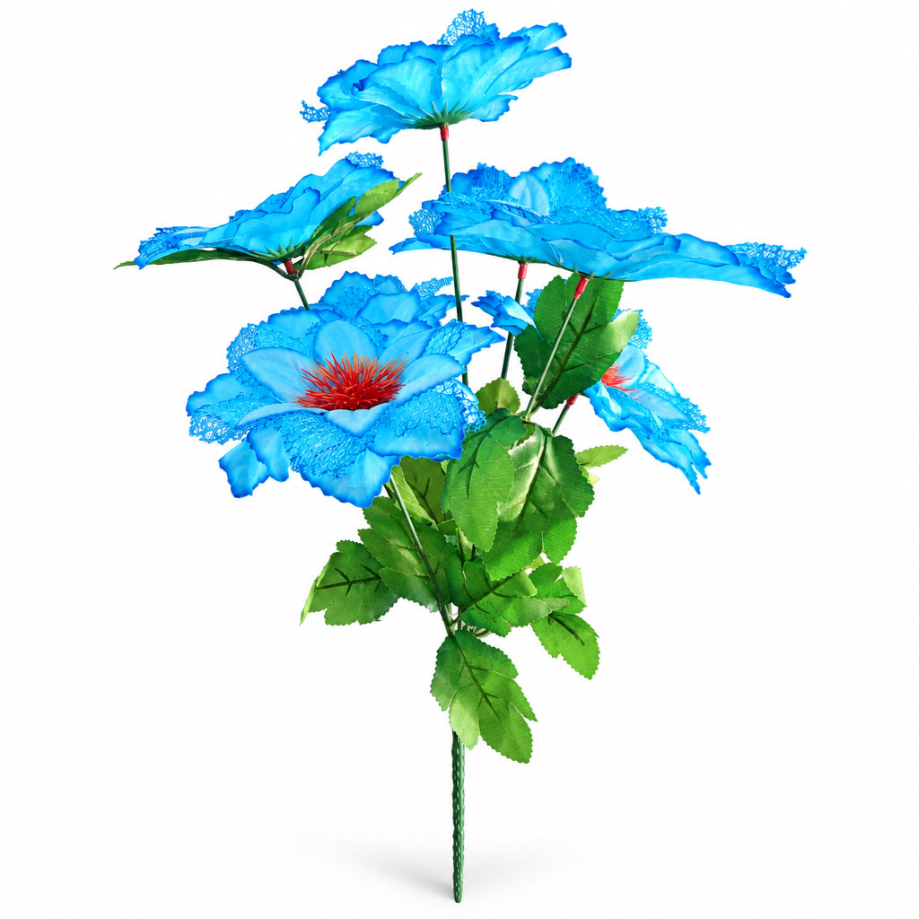 Buquê de Peônias Artificiais Azul com Renda 47 cm – 7 Hastes | Florarte