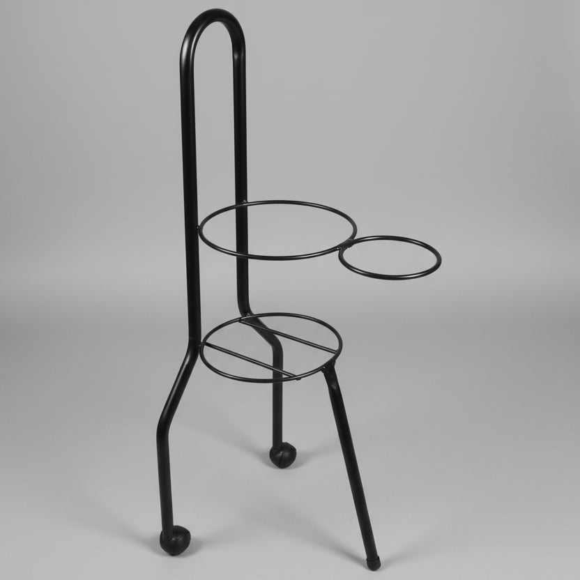 Suporte para Chimarrão Cozla Preto com Rodinhas – Porta Cuia e Térmica | Aço com Pintura Epóxi – 76×30×26 cm