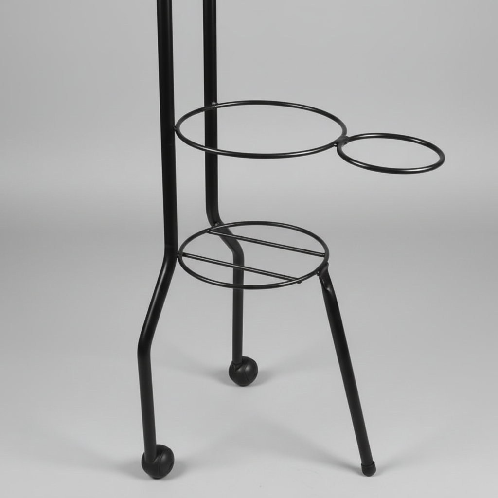 Suporte para Chimarrão Cozla Preto com Rodinhas – Porta Cuia e Térmica | Aço com Pintura Epóxi – 76×30×26 cm