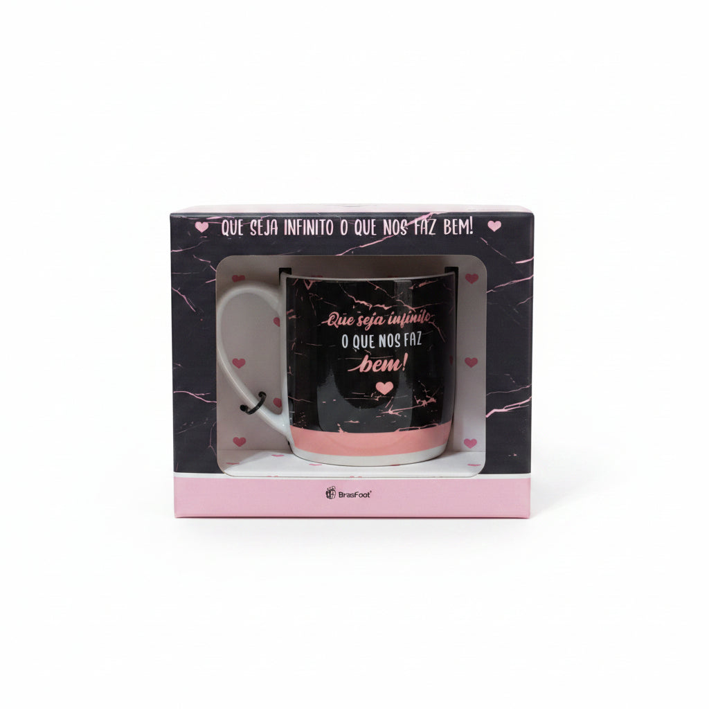 Caneca de Porcelana Urban 300ml Brasfoot – “Que Seja Infinito o Que Nos Faz Bem”