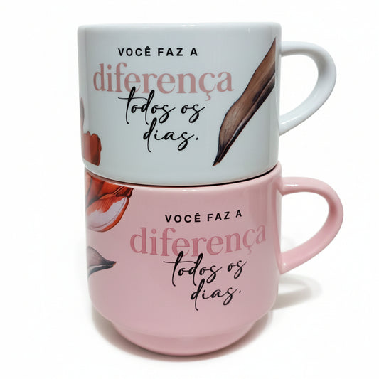 Caneca Empilhada Dupla 210ml em Porcelana – Para Uma Pessoa Muito Especial | Kit com 2 Canecas Brasfoot