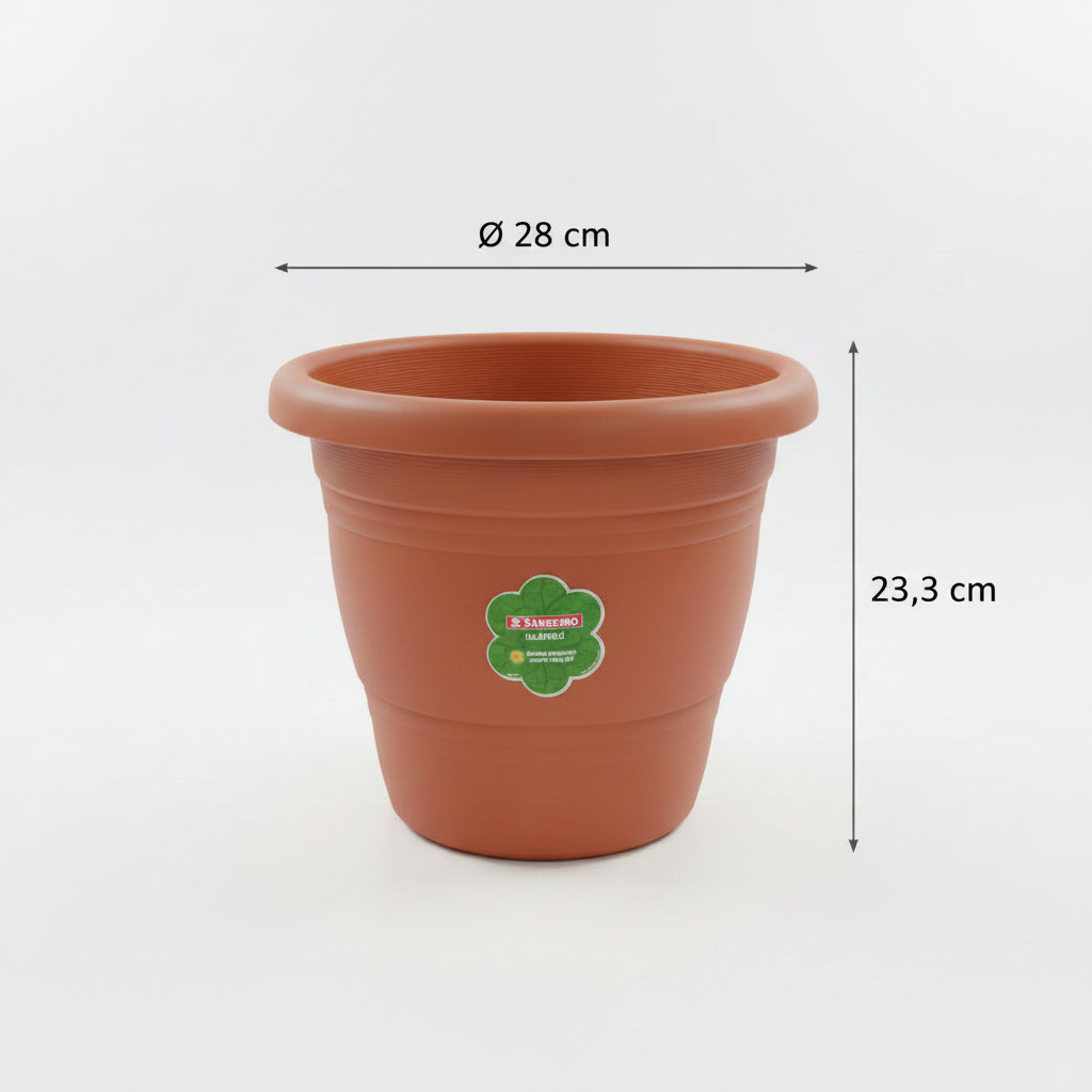 Vaso para Plantas Redondo Plástico 28cm Sanremo – Proteção UV