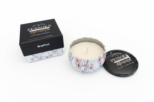 Vela Aromática Lavanda de Cera de Soja em Lata Brasfoot – Pessoas que Fazem a Diferença | Presente Afetivo e Decorativo