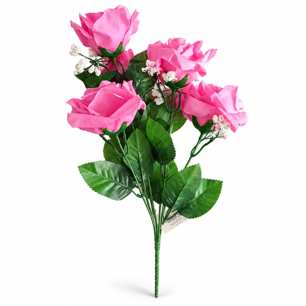 Buquê de Rosas Artificiais Cor-de-Rosa 40 cm – 5 Hastes | Florarte