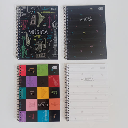 Caderno de Música Tilibra Espiral Capa Dura 80 Folhas – Papel Partitura 200x275 mm