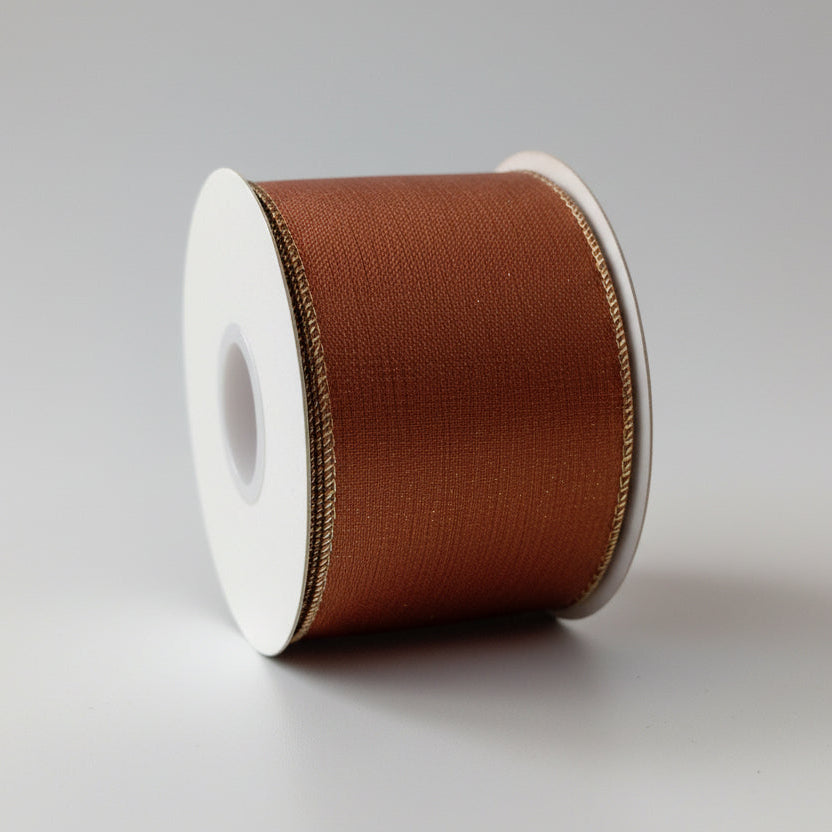 Fita Aramada Cor Cobre Decorativa 6,3 cm x 9,14 m Florarte Tecido com Costura