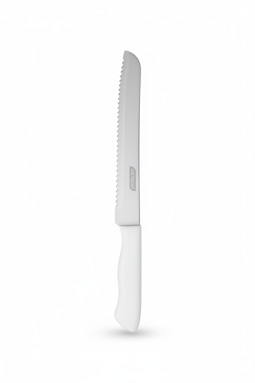 Faca de Pão Profissional Inox 8" BIGSUL Linha Pro Cabo Branco | Lâmina Serrilhada