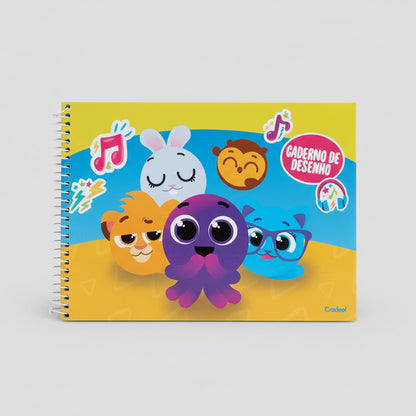 Caderno de Desenho Bolofofos Credeal – Capa Dura, 80 Folhas, Sem Pauta, 275 x 200 mm
