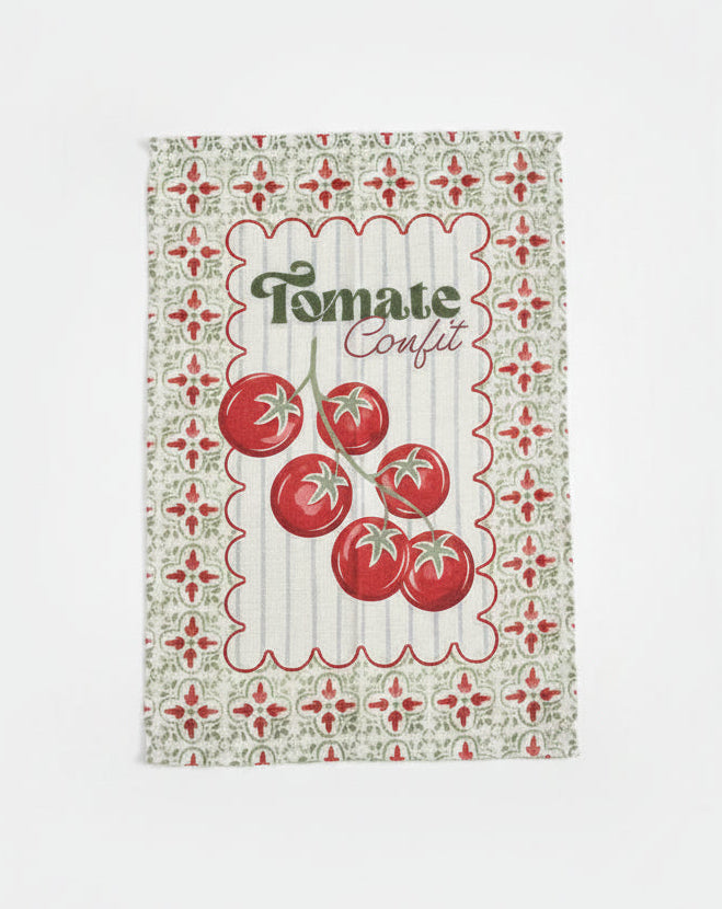 Pano de Copa Felpudo Döhler Prata Tomate 45x65cm 100% Algodão Alta Absorção 240 g/m² | Estampas Sortidas