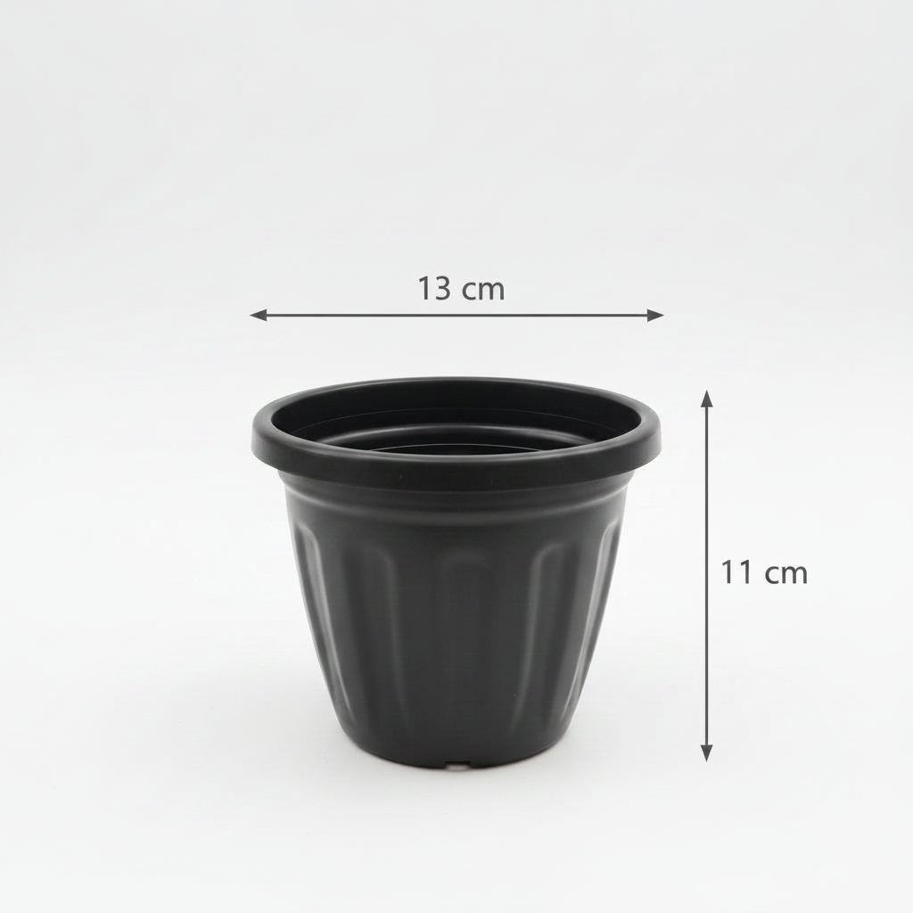 Vaso de Planta Redondo Preto Nº 1 Gibafer – Plástico 13x11cm