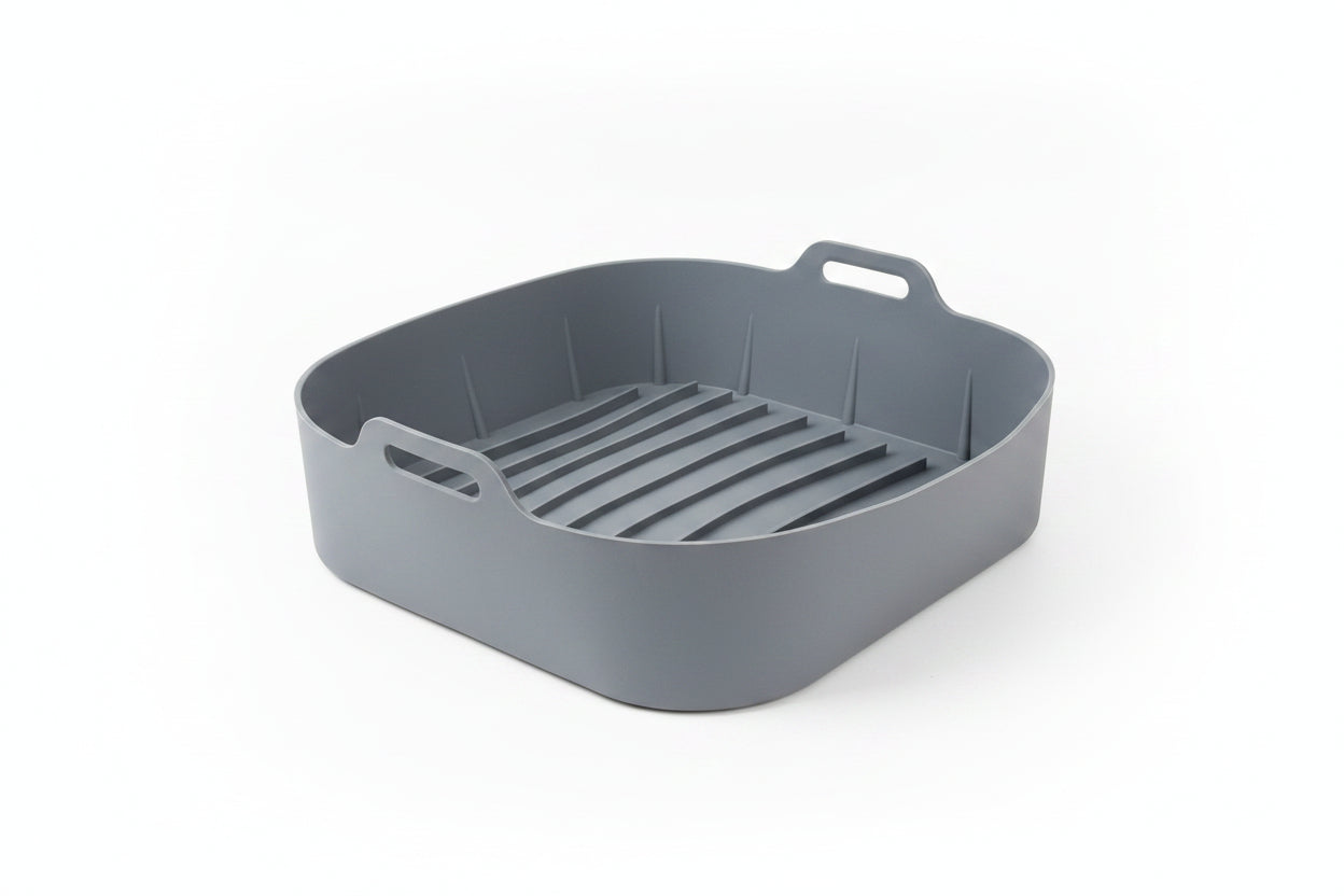 Cesto de Silicone para Air Fryer Quadrado 20cm Bigsul Antiaderente Reutilizável Resistente ao Calor