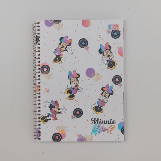 Caderno Universitário Minnie Mouse Tilibra – 1 Matéria, 80 Folhas, Capa Dura Espiral, Adesivos e Bolsa Interna
