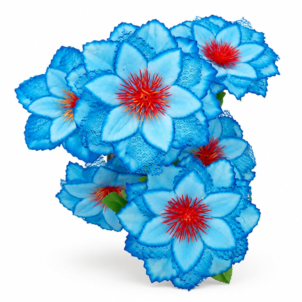 Buquê de Peônias Artificiais Azul com Renda 47 cm – 7 Hastes | Florarte