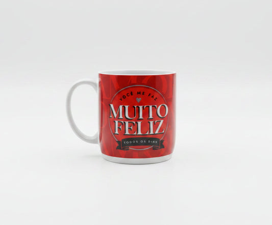 Caneca Urban 300ml em Porcelana - Você Me Faz Muito Feliz | Brasfoot