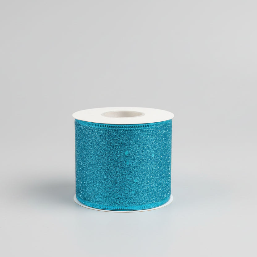 Fita Aramada Rede Azul com Glitter 6,3 cm x 2,7 m – Ideal para Laços, Natal, Festa e Artesanato