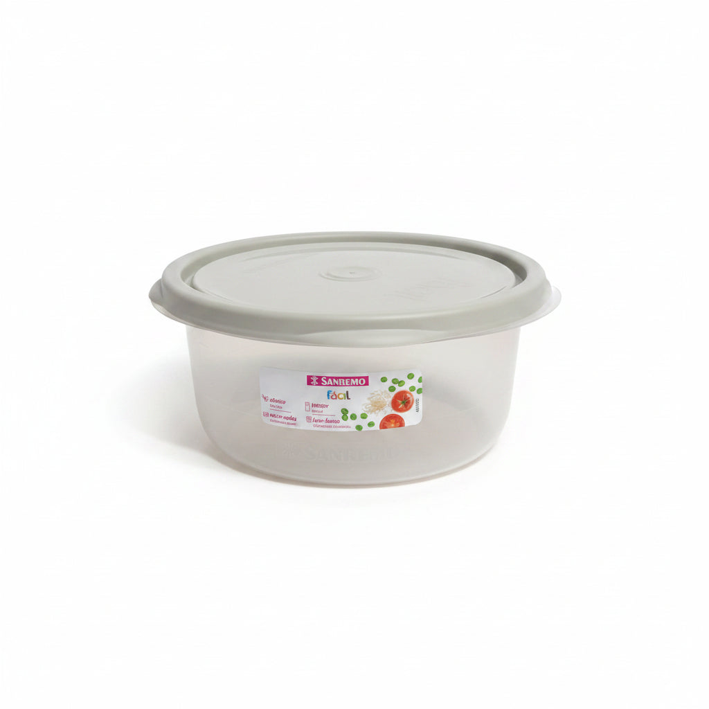 Pote Redondo Plástico 1,3L Sanremo Fácil – Hermético, Micro-ondas e Freezer