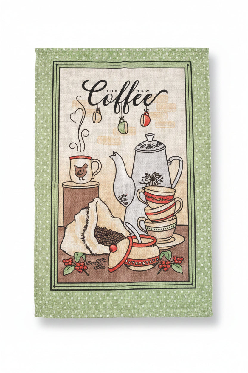 Pano de Copa Felpudo Döhler Coffee 04 45x65cm 240 g/m² 100% Algodão Alta Absorção | Estampas Sortidas