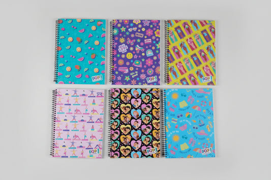 Caderno Universitário Foroni Pop Collection – 1 Matéria, 96 Folhas, Capa Dura, Espiral, Formato 200×275 mm – Design Colorido e Vibrante