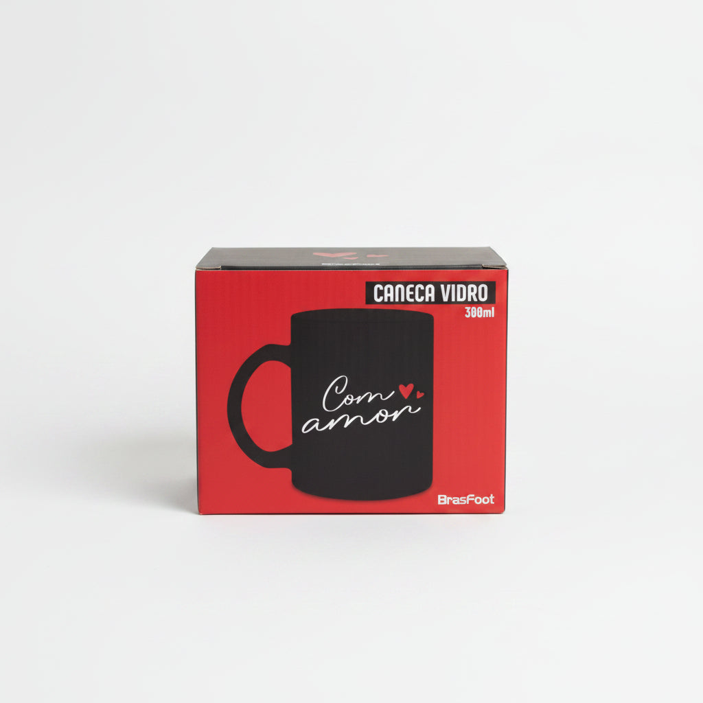 Caneca de Vidro Diamond 300ml Brasfoot – “Você Me Faz Muito Feliz”
