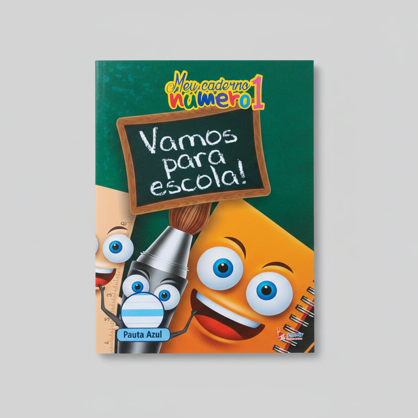 Caderno Escolar Tamoio – 40 Folhas 70g, Pauta Azul, Capa Dura – Treino de Caligrafia