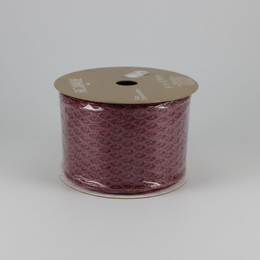 Fita Aramada Rosa com Glitter e Costura FlorArte – 6,3 cm x 9,14 m – Decoração, Laços e Artesanato