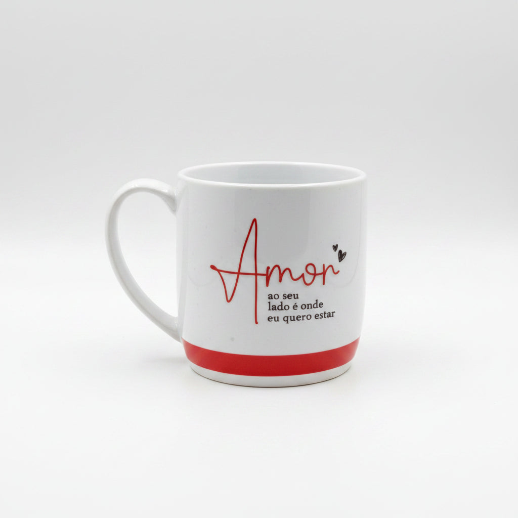 Caneca de Porcelana Urban 300ml “Ao Seu Lado É Onde Eu Quero Estar” | Brasfoot Presentes