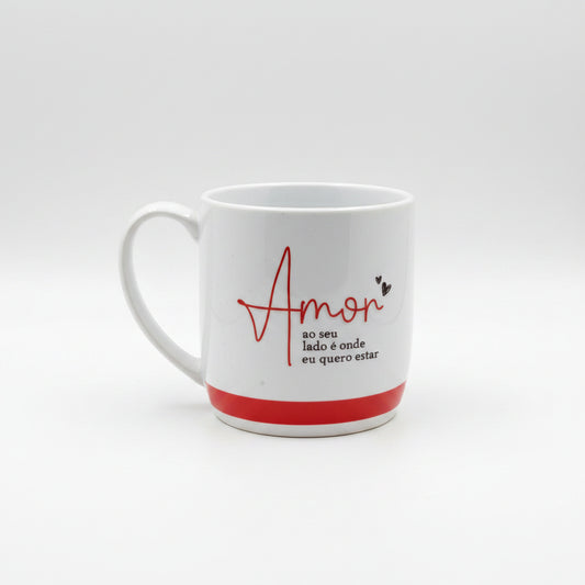 Caneca de Porcelana Urban 300ml “Ao Seu Lado É Onde Eu Quero Estar” | Brasfoot Presentes