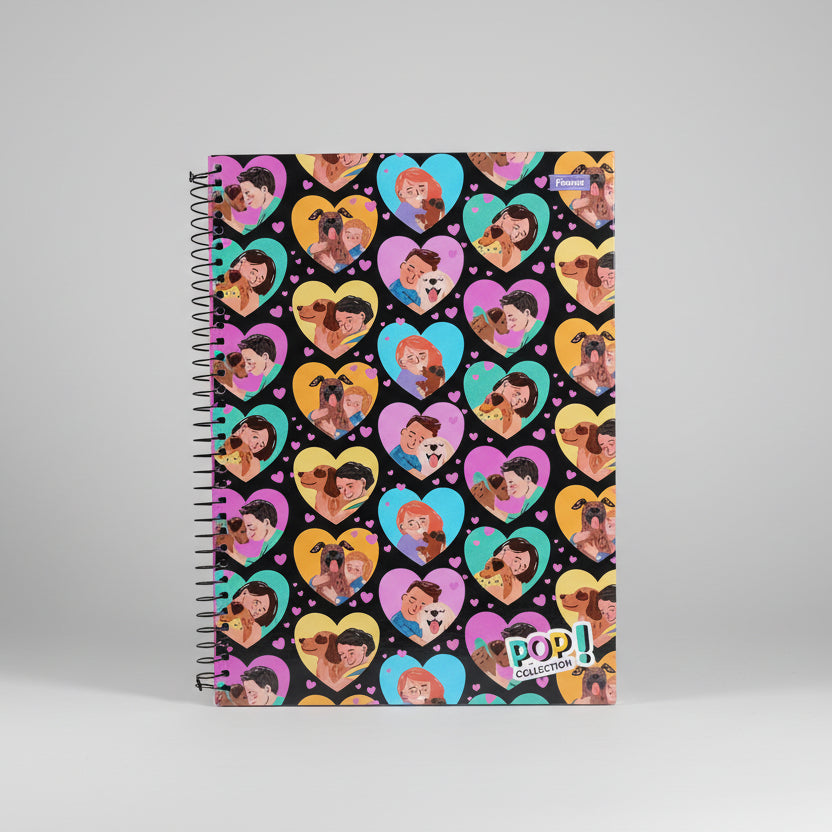 Caderno Universitário Foroni Pop Collection – 1 Matéria, 96 Folhas, Capa Dura, Espiral, Formato 200×275 mm – Design Colorido e Vibrante