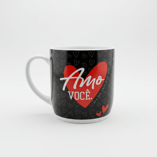 Caneca Porcelana Urban 300ml – Nosso Amor Faz um Bem Enorme Para Meu Coração | Brasfoot | Presente Criativo e Romântico