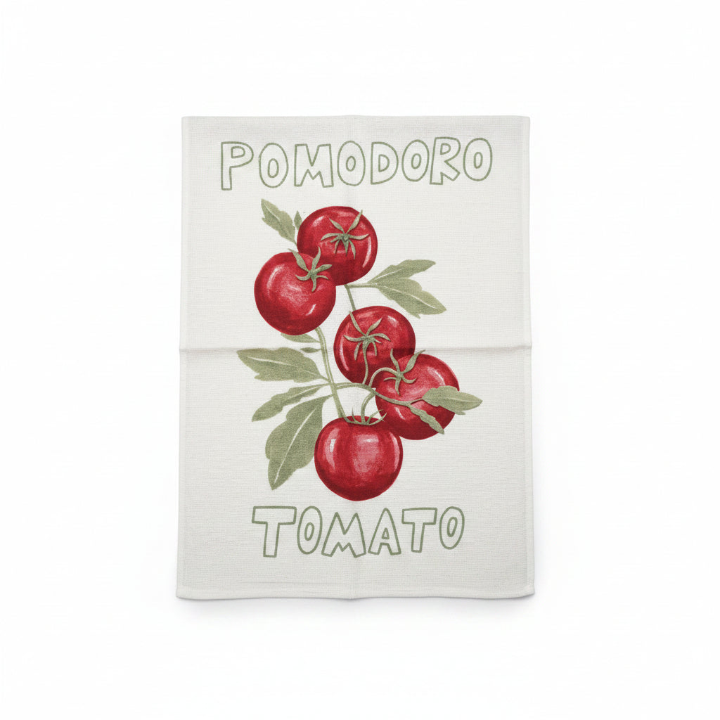 Pano de Copa Felpudo Döhler Prata Tomate 45x65cm 100% Algodão Alta Absorção 240 g/m² | Estampas Sortidas