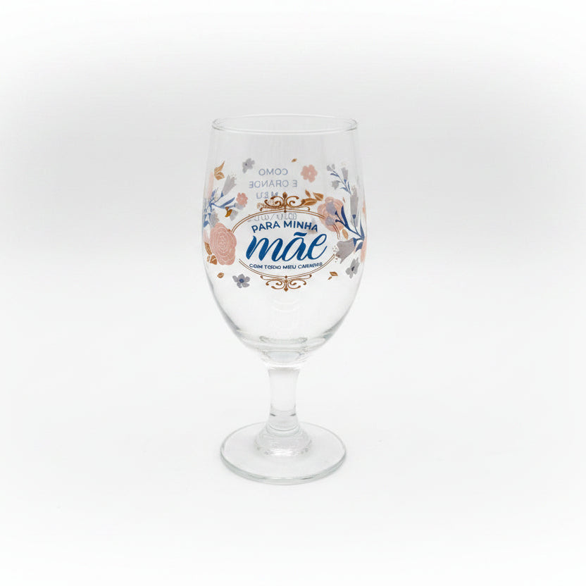 Taça Windsor Vidro 330ml Brasfoot - Para Minha Mãe com Carinho | Presente Dia das Mães