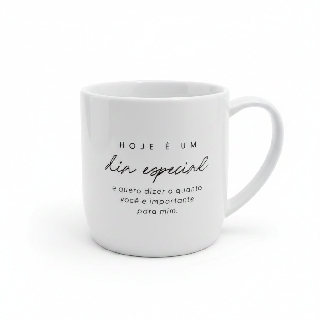 Caneca Porcelana Urban 300ml “Meu Amor, Hoje é um Dia Especial” – Brasfoot Presentes