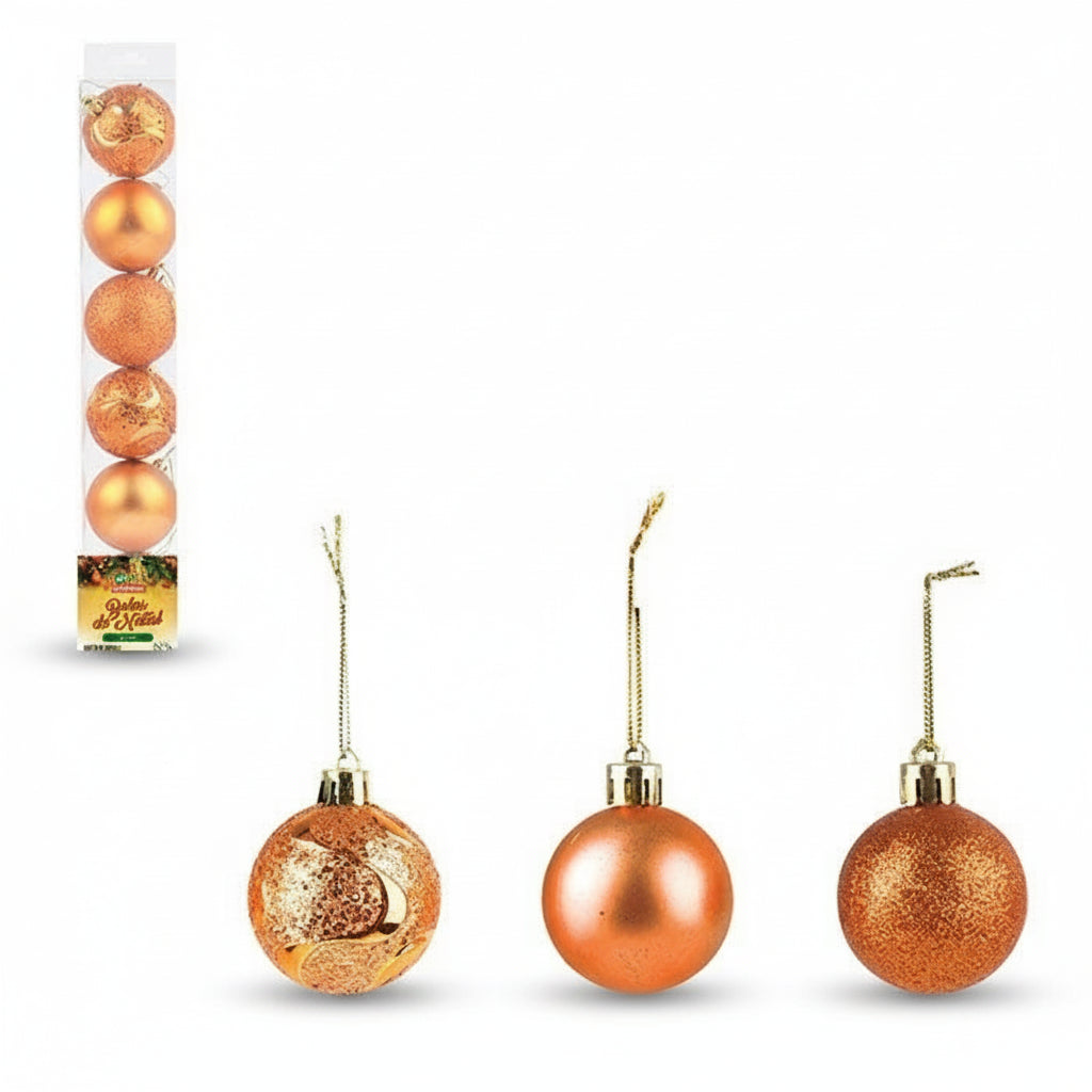 Kit 6 Bolas de Natal 6 cm Tubo – Bronze Jade – Art Christmas | Enfeites Natalinos Resistente Plástico