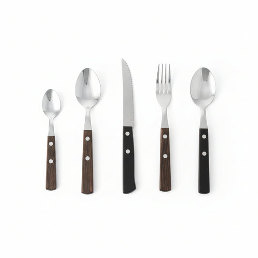 Conjunto 30 Talheres Tramontina Polywood Castanho em Aço Inox | 6 Peças de Cada