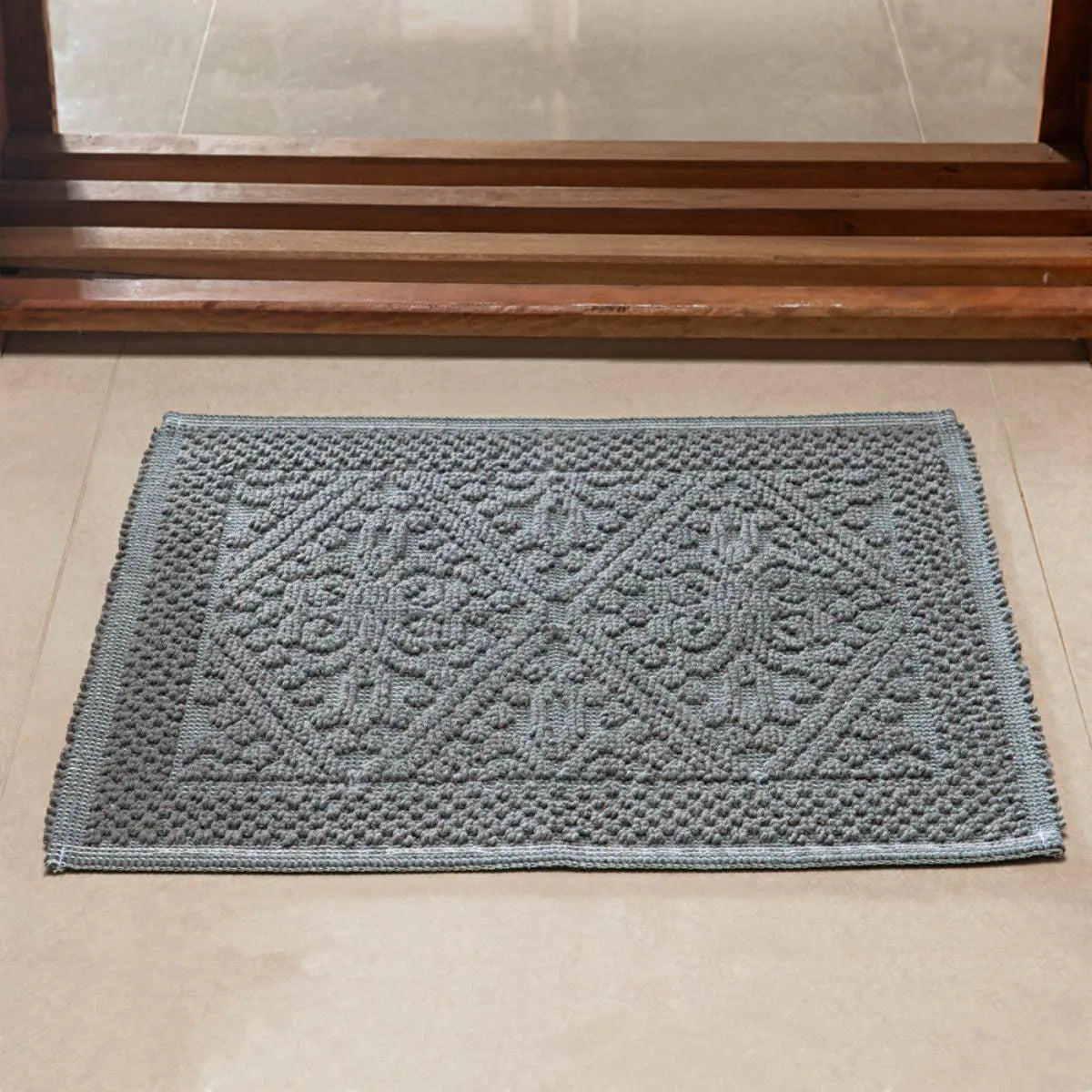 Tapete Vermont Niazitex 40×60 cm – Algodão e Polietileno Cinza