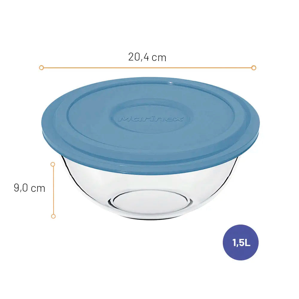 Tigela de Vidro com Tampa Marinex Plus Astral 1,5L – Vidro Temperado, Livre de BPA