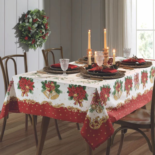 Toalha de Mesa de Natal 6 Lugares 1,40 m x 2,10 m Athenas Estampado Natal 107 | Dohler